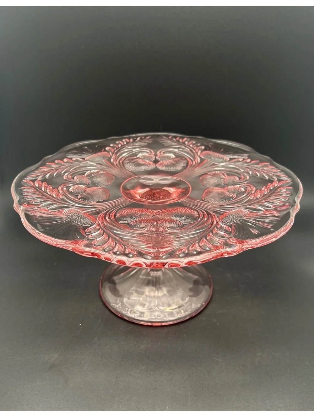 Mosser Pedestal Cake Stand Inverted Thistle in Rose/Pink